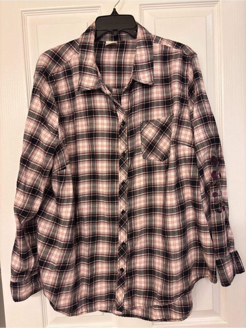 Terra & Sky Pink and Black Plaid Button-Down Shirt